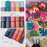 Maxbell 20 Pieces Latch Hook Kits Crocheting Rug Yarn Cushion Cover Needlecraft Yarn D