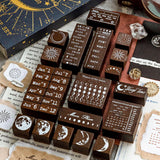 Maxbell 29 Pieces Wooden Rubber Stamps Multiple Size for Drawing Stationery Painting