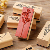 Maxbell 8Pcs Flower Decorative Wooden Rubber Stamps 2.5x0.8x1inch for Blessing Cards