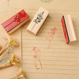 Maxbell 8Pcs Flower Decorative Wooden Rubber Stamps 2.5x0.8x1inch for Blessing Cards