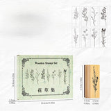 Maxbell 8Pcs Flower Decorative Wooden Rubber Stamps 2.5x0.8x1inch for Blessing Cards