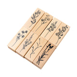 Maxbell 8Pcs Flower Decorative Wooden Rubber Stamps 2.5x0.8x1inch for Blessing Cards