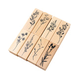 Maxbell 8Pcs Flower Decorative Wooden Rubber Stamps 2.5x0.8x1inch for Blessing Cards