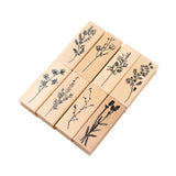 Maxbell 8Pcs Flower Decorative Wooden Rubber Stamps 2.5x0.8x1inch for Blessing Cards