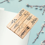 Maxbell 8Pcs Flower Decorative Wooden Rubber Stamps 2.5x0.8x1inch for Blessing Cards