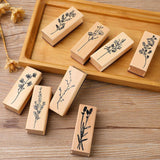 Maxbell 8Pcs Flower Decorative Wooden Rubber Stamps 2.5x0.8x1inch for Blessing Cards