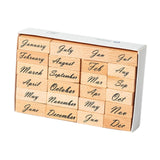 Maxbell 1 Box of Wooden Stamps Wood Rubber Stamps for Drawing Decoration Art Crafts Month