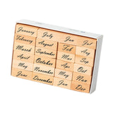 Maxbell 1 Box of Wooden Stamps Wood Rubber Stamps for Drawing Decoration Art Crafts Month