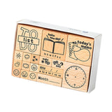 Maxbell 17x Wooden Stamps Decorative Rubber Stamps for Drawing Journals Scrapbooking