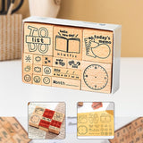 Maxbell 17x Wooden Stamps Decorative Rubber Stamps for Drawing Journals Scrapbooking