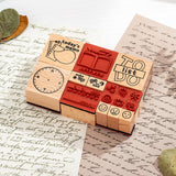 Maxbell 17x Wooden Stamps Decorative Rubber Stamps for Drawing Journals Scrapbooking