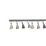 Maxbell Long Fringe Trim 3.5'' Wide Polyester Tassel for Dress Home Decor Lamp Shade grey