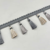 Maxbell Long Fringe Trim 3.5'' Wide Polyester Tassel for Dress Home Decor Lamp Shade grey