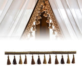 Maxbell Long Fringe Trim 3.5'' Wide Polyester Tassel for Dress Home Decor Lamp Shade brown