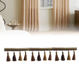 Maxbell Long Fringe Trim 3.5'' Wide Polyester Tassel for Dress Home Decor Lamp Shade brown