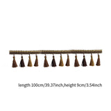 Maxbell Long Fringe Trim 3.5'' Wide Polyester Tassel for Dress Home Decor Lamp Shade brown