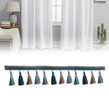 Maxbell Long Fringe Trim 3.5'' Wide Polyester Tassel for Dress Home Decor Lamp Shade blue