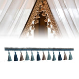 Maxbell Long Fringe Trim 3.5'' Wide Polyester Tassel for Dress Home Decor Lamp Shade blue