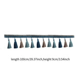 Maxbell Long Fringe Trim 3.5'' Wide Polyester Tassel for Dress Home Decor Lamp Shade blue