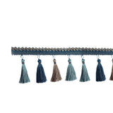 Maxbell Long Fringe Trim 3.5'' Wide Polyester Tassel for Dress Home Decor Lamp Shade blue
