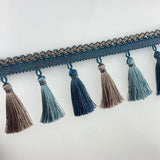 Maxbell Long Fringe Trim 3.5'' Wide Polyester Tassel for Dress Home Decor Lamp Shade blue