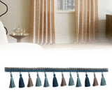Maxbell Long Fringe Trim 3.5'' Wide Polyester Tassel for Dress Home Decor Lamp Shade blue