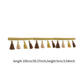 Maxbell Long Fringe Trim 3.5'' Wide Polyester Tassel for Dress Home Decor Lamp Shade gold