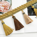 Maxbell Long Fringe Trim 3.5'' Wide Polyester Tassel for Dress Home Decor Lamp Shade gold