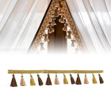 Maxbell Long Fringe Trim 3.5'' Wide Polyester Tassel for Dress Home Decor Lamp Shade gold