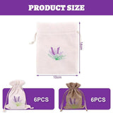 Maxbell 12Pcs Lavender Embroidered Drawstring Bags Drawstring Pouches for Home Party
