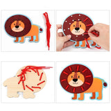 Maxbell Kids Lacing Toy Threading Board Improve Cognition for Boys Girls Puzzle Game Animal Pattern