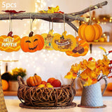 Maxbell 5 Pieces Pumpkin Wooden Cutouts Wooden Pumpkins Ornaments to Paint for Party Style B