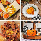 Maxbell 5 Pieces Pumpkin Wooden Cutouts Wooden Pumpkins Ornaments to Paint for Party Style B