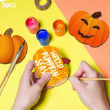 Maxbell 5 Pieces Pumpkin Wooden Cutouts Wooden Pumpkins Ornaments to Paint for Party Style B