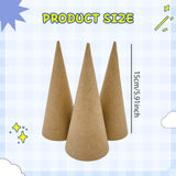 Maxbell 3x Paper Mache Cones DIY Christmas Tree Decoration for Halloween Decorations 15cm