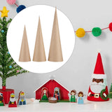 Maxbell 3x Paper Mache Cones DIY Christmas Tree Decoration for Halloween Decorations 15cm 25cm 35cm