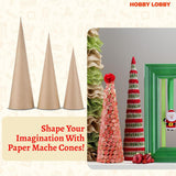 Maxbell 3x Paper Mache Cones DIY Christmas Tree Decoration for Halloween Decorations 15cm 25cm 35cm