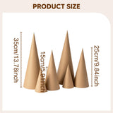 Maxbell 6Pcs Paper Mache Cones Christmas Tree Decoration for Party Hats Embellishing 15cm 25cm 35cm
