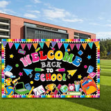 Maxbell Welcome Back to School Backdrop Hanging Photography Background for Classroom Style B