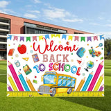 Maxbell Welcome Back to School Backdrop Hanging Photography Background for Classroom Style D