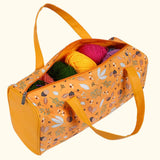 Maxbell Yarn Storage Organizer with Handle Crochet Bag for Yarn Skeins Crochet Hooks Hazelnut Dragonfly