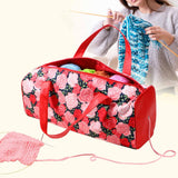 Maxbell Yarn Storage Organizer with Handle Crochet Bag for Yarn Skeins Crochet Hooks Rose Garden