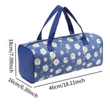 Maxbell Yarn Storage Organizer with Handle Crochet Bag for Yarn Skeins Crochet Hooks Blue Flower