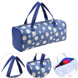 Maxbell Yarn Storage Organizer with Handle Crochet Bag for Yarn Skeins Crochet Hooks Blue Flower