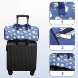 Maxbell Yarn Storage Organizer with Handle Crochet Bag for Yarn Skeins Crochet Hooks Blue Flower