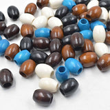 100Pcs Oval Wood Beads DIY Jewelry Making Garland Decoration with Large Hole Black
