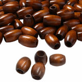 100Pcs Oval Wood Beads DIY Jewelry Making Garland Decoration with Large Hole Brown
