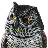 Maxbell 2pcs Large Realistic Owl Decoy w/ Rotating Head Bird Crow Scarer Scarecrow