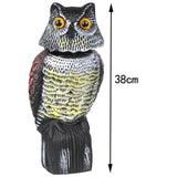 Maxbell 2pcs Large Realistic Owl Decoy w/ Rotating Head Bird Crow Scarer Scarecrow