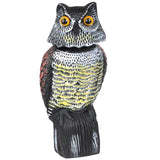 Maxbell 2pcs Large Realistic Owl Decoy w/ Rotating Head Bird Crow Scarer Scarecrow